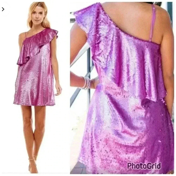 The Pants Store pink sequin formal mini dress size small. Adjustable strap. NWT - Picture 1 of 12